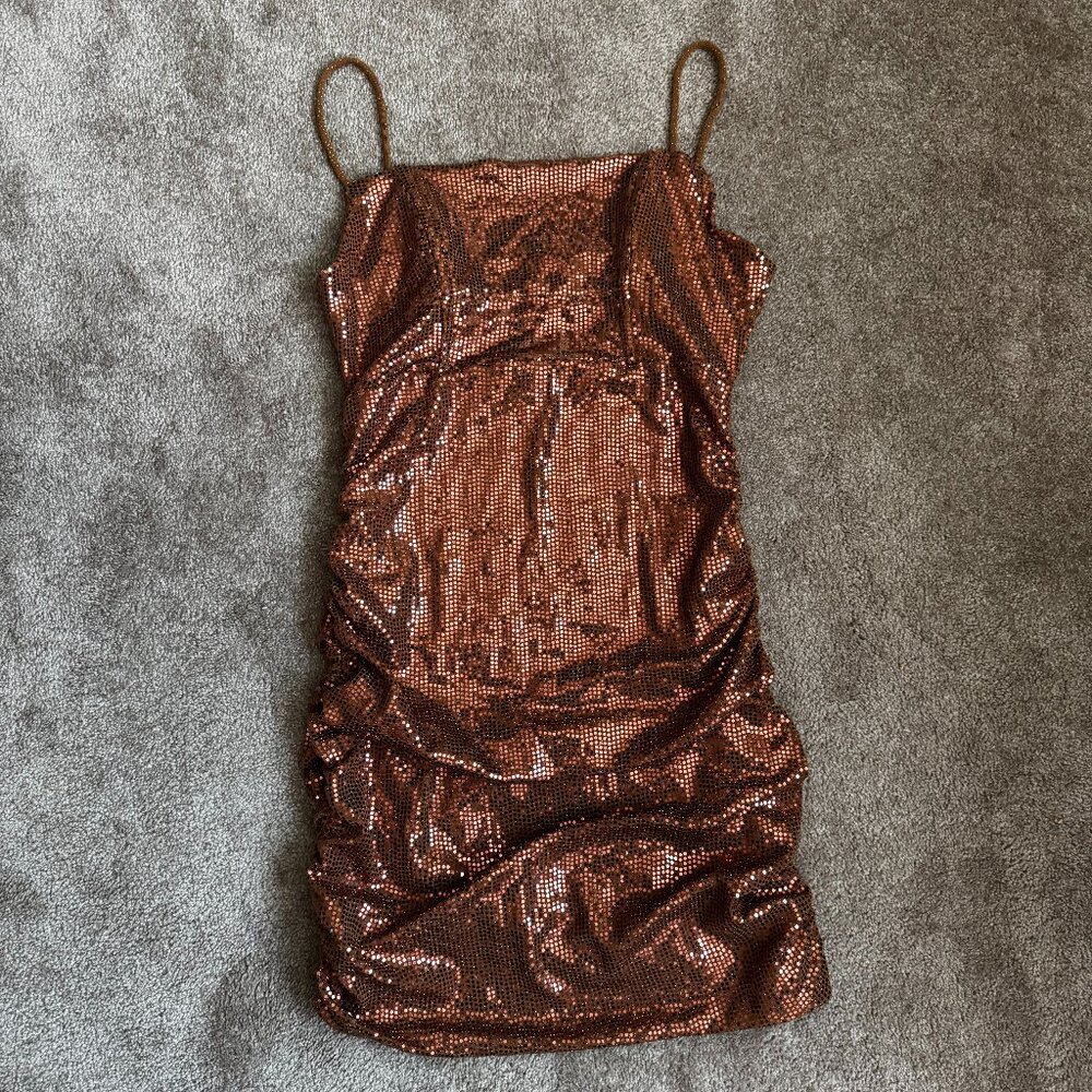 Urban Outfitters brown sequin mini dress